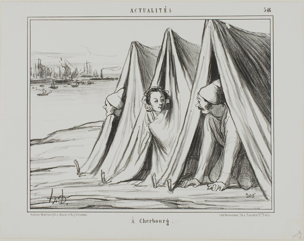 At Cherbourg, plate 546 from Actualities by Honoré Victorin Daumier