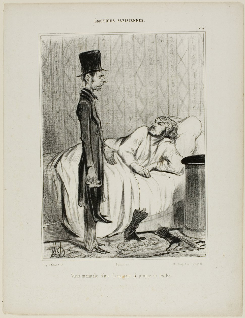 Early morning visit of a creditor concerning the boots, plate 4 from Émotions Parisiennes by Honoré Victorin Daumier