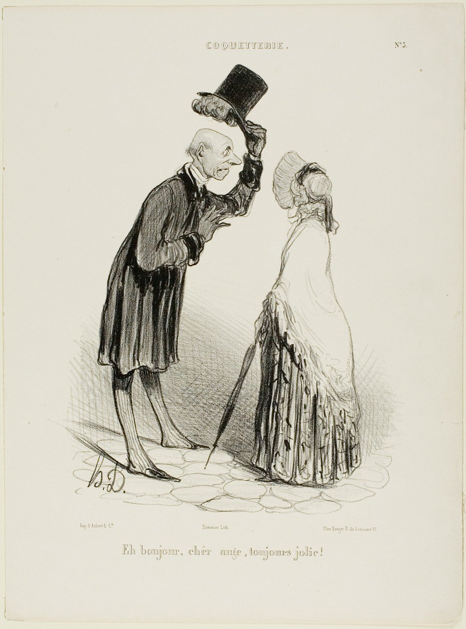 “Hello, Angel, always pretty...,” plate 3 from Coquetterie by Honoré Victorin Daumier