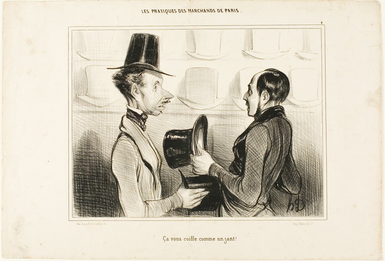"It fits you like a glove!", plate 34 from Types Parisiens by Honoré Victorin Daumier