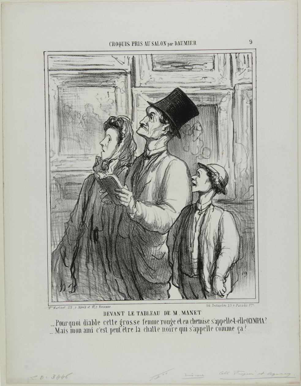 Looking at the Painting of Manet, Plate 9 from Croquis Pris Au Salon par Daumier by Honoré Victorin Daumier