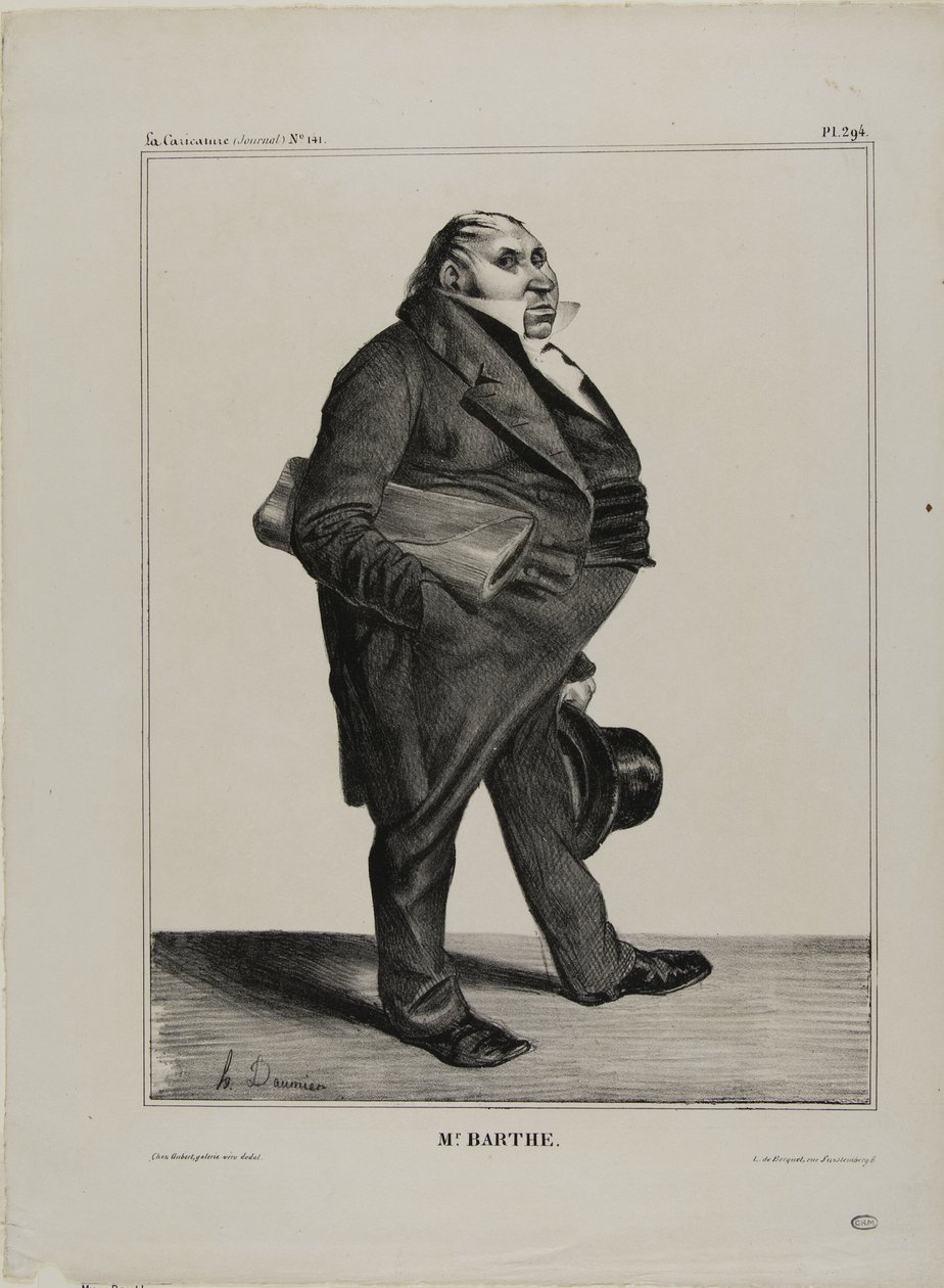 Mr. Barthe, plate 294 from Célébrités de la Caricature by Honoré Victorin Daumier