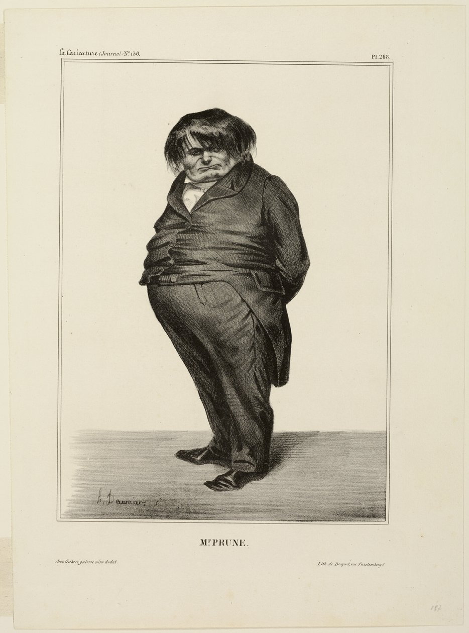 Mr. Prune, plate 288 from Celebrities of Caricature by Honoré Victorin Daumier