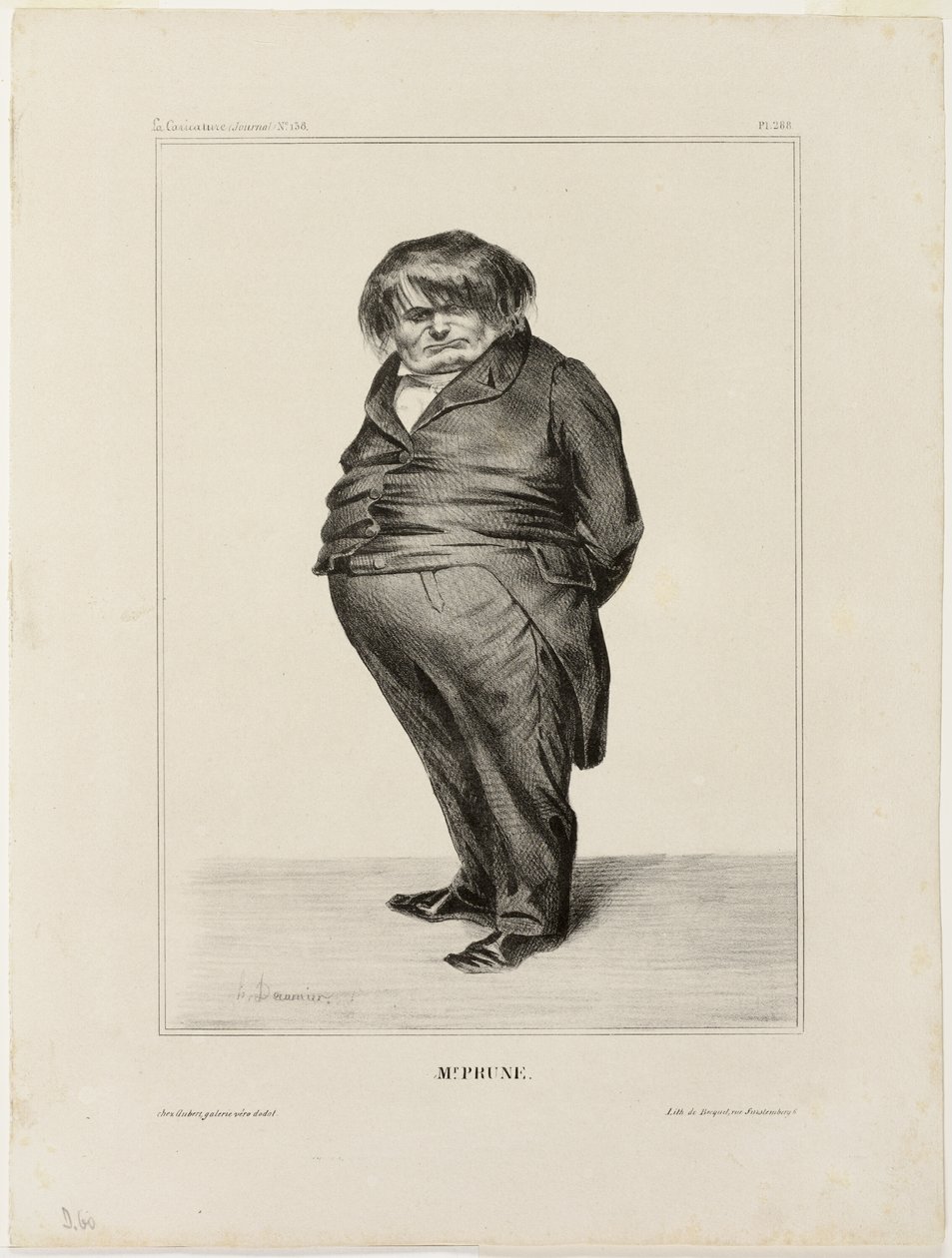 Mr. Prune, plate 288 from Celebrities of Caricature by Honoré Victorin Daumier