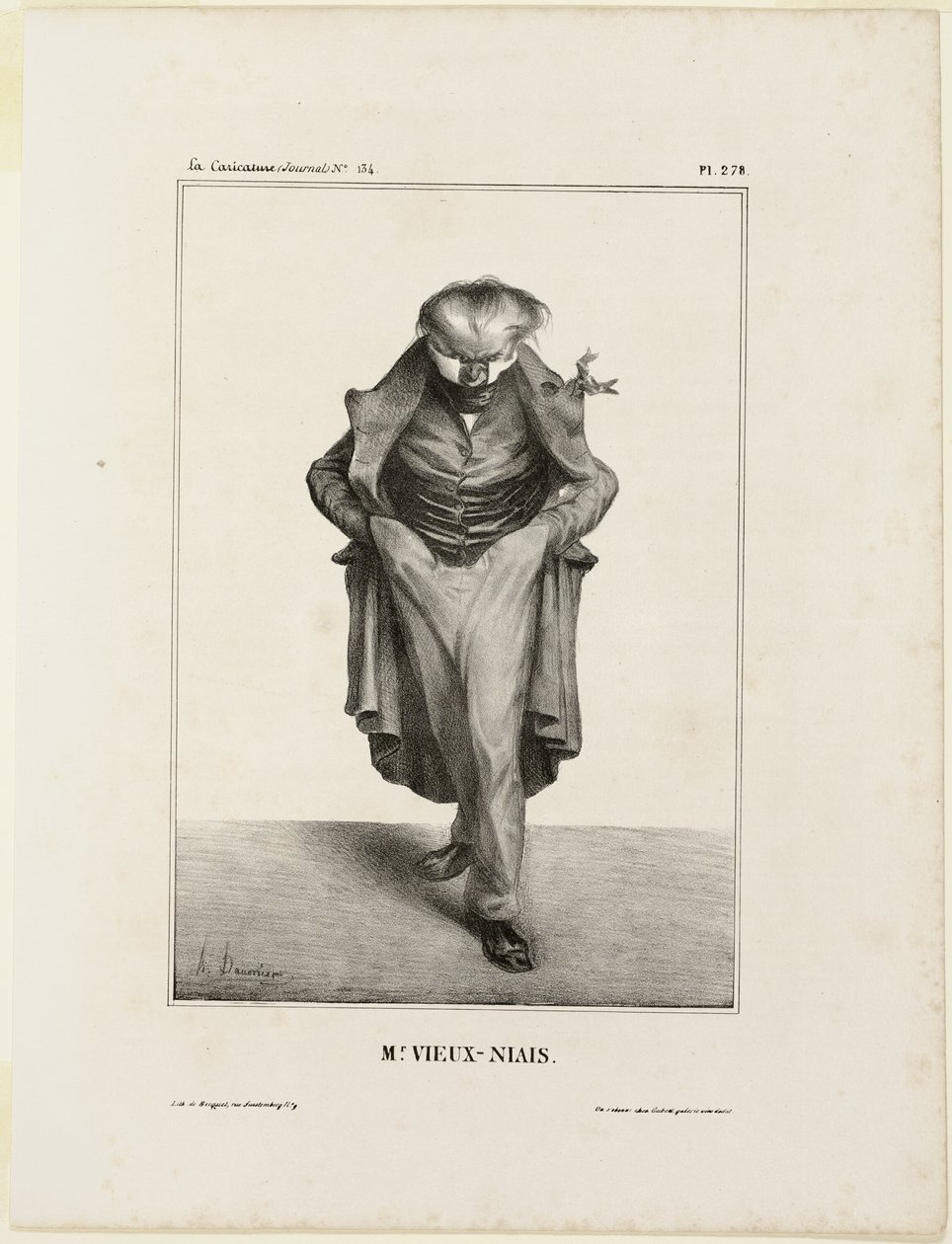Mr. Vieux-Niais, plate 278 from Célébrités de la Caricature by Honoré Victorin Daumier