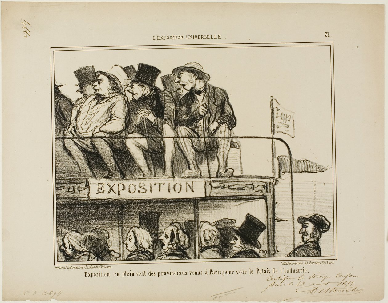 Open Air Exhibition of Provincials Coming to Paris to See the Palace of Industry, Plate 31 from The Universal Exhibition by Honoré Victorin Daumier