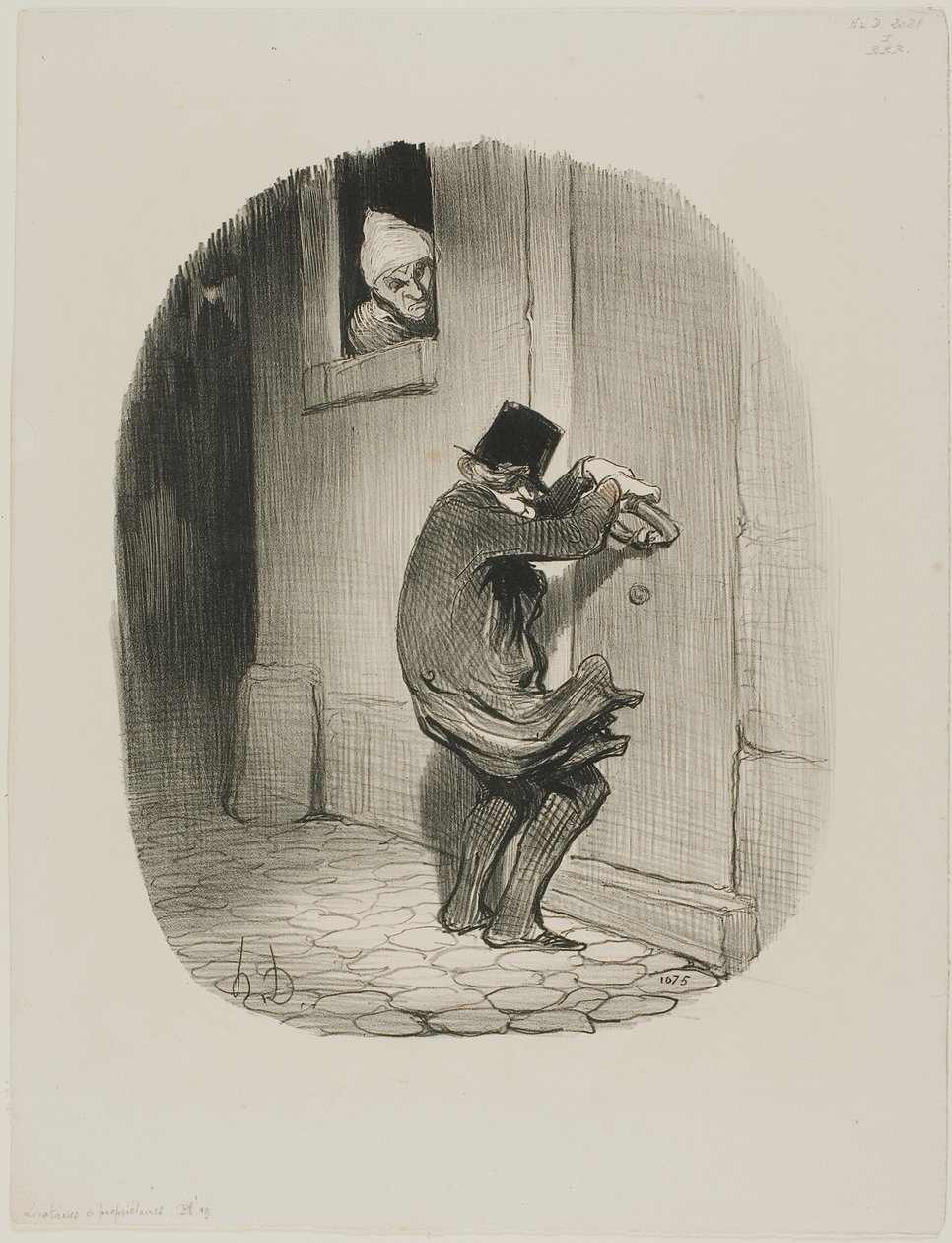 Past Midnight, Plate 19 from Tenants and Landlords by Honoré Victorin Daumier