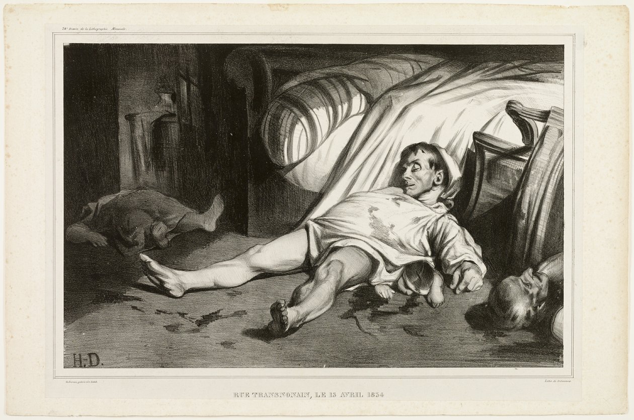 Rue Transnonain, on April 15, 1834, Plate 24 from L’Association mensuelle by Honoré Victorin Daumier