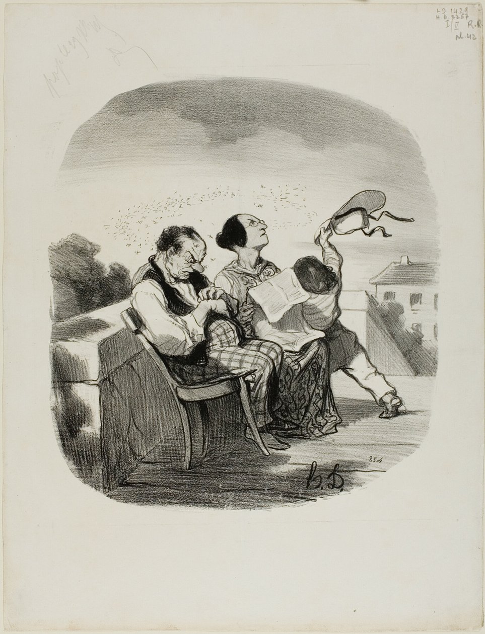 The Advantage of Sharing the Fresh Air on an Italian Terrace Together with a Great Number of Insects, plate 42 from Pastorales by Honoré Victorin Daumier