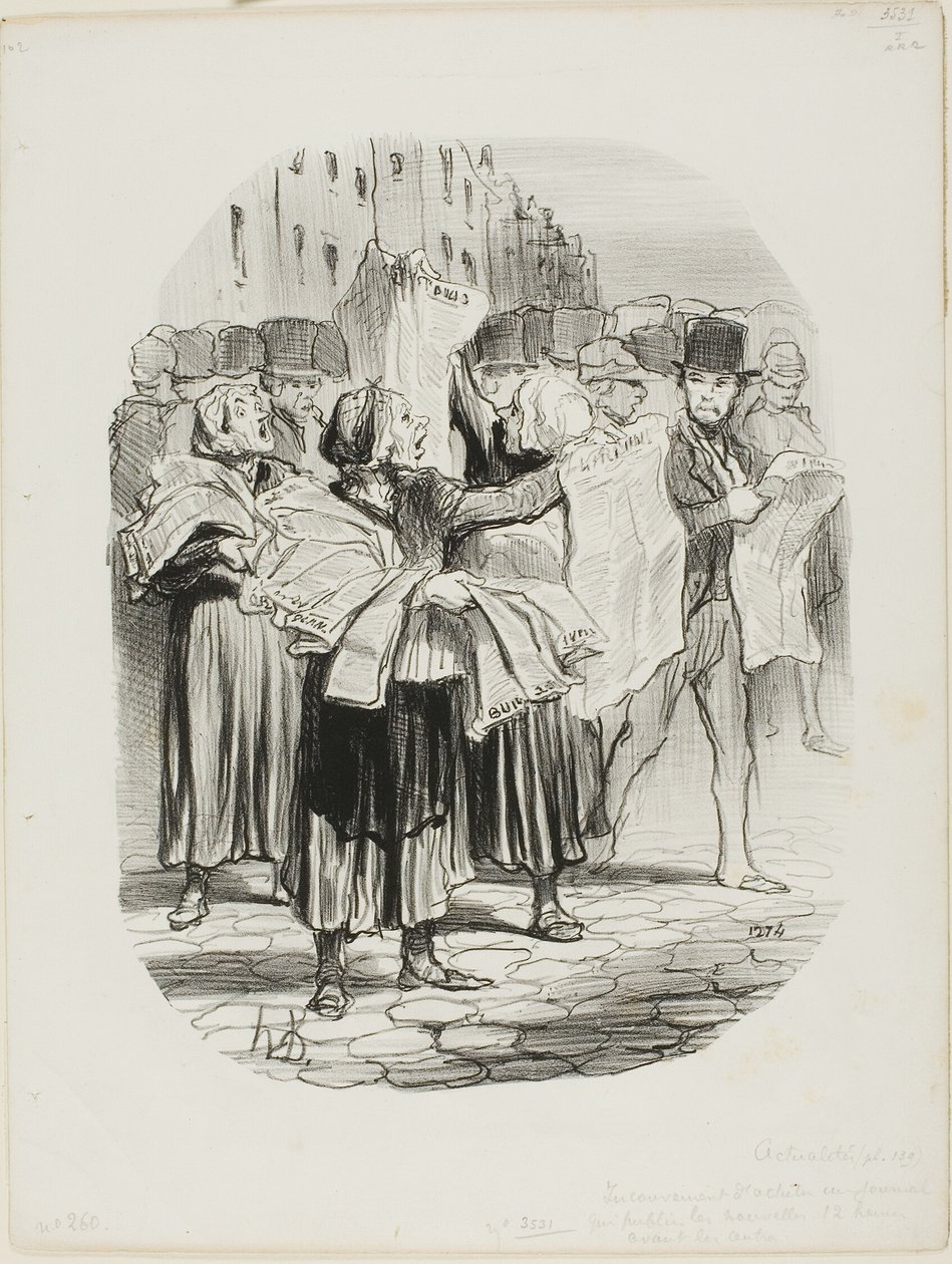 The Disadvantage of Buying a Newspaper, Plate 139 from News by Honoré Victorin Daumier