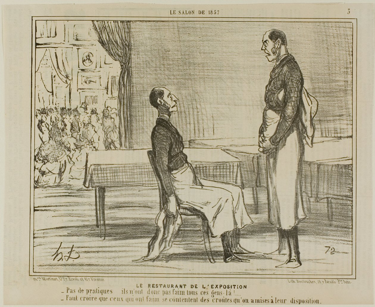 The Restaurant at the Exhibition, plate 3 from Le Salon De 1857 by Honoré Victorin Daumier
