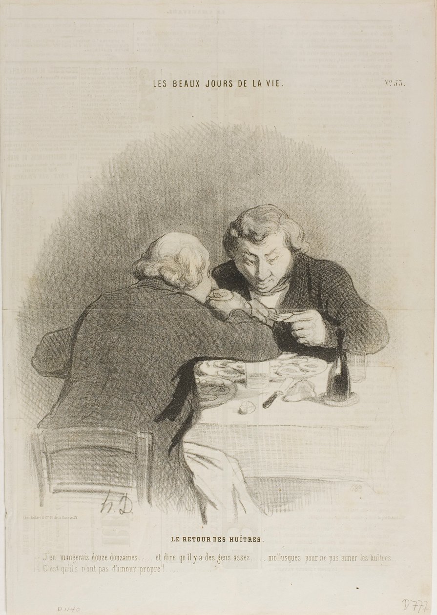 The Return of the Oyster Season, plate 53 from Les Beaux Jours De La Vie by Honoré Victorin Daumier