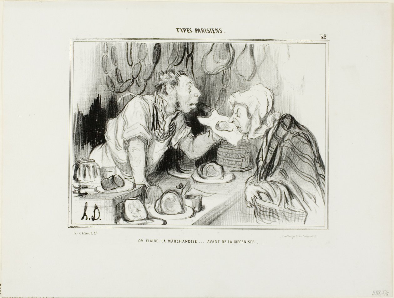 "You Sniff the Merchandise... Before Buying It," plate 32 from Types Parisiens by Honoré Victorin Daumier