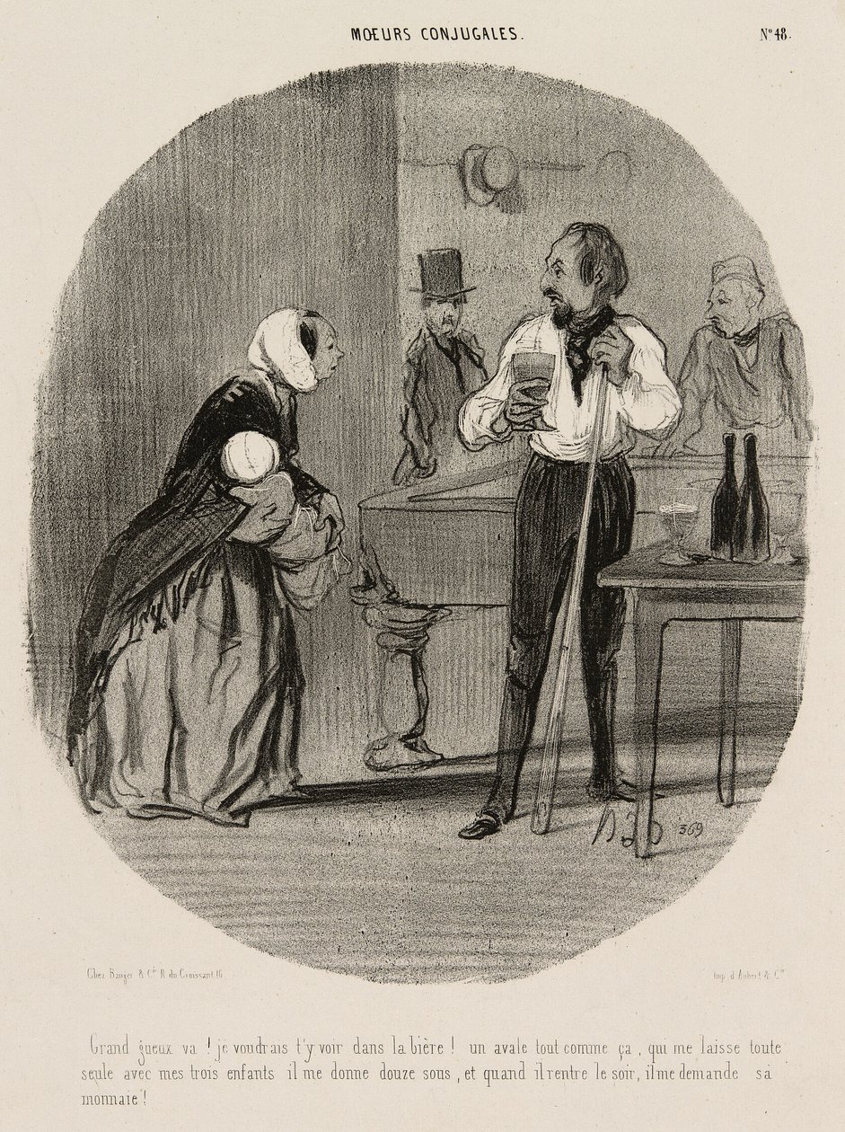 You Tramp! I Would Like to See You Drown in Your Beer, Plate 48 from Moeurs Conjugales by Honoré Victorin Daumier