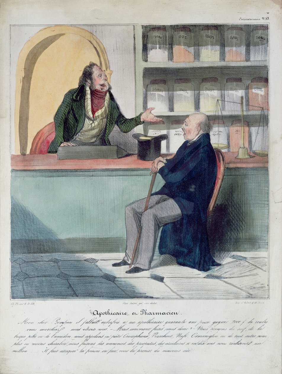 The Apothecary and the Pharmacist, c.1840 by Honoré Daumier