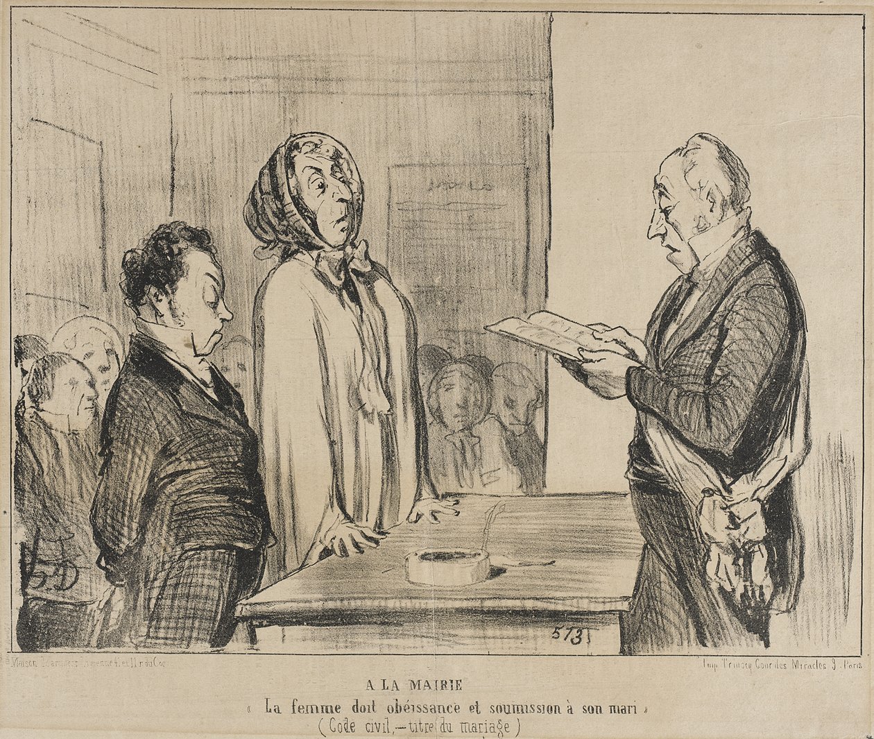 At the Town Hall... by Honoré Daumier