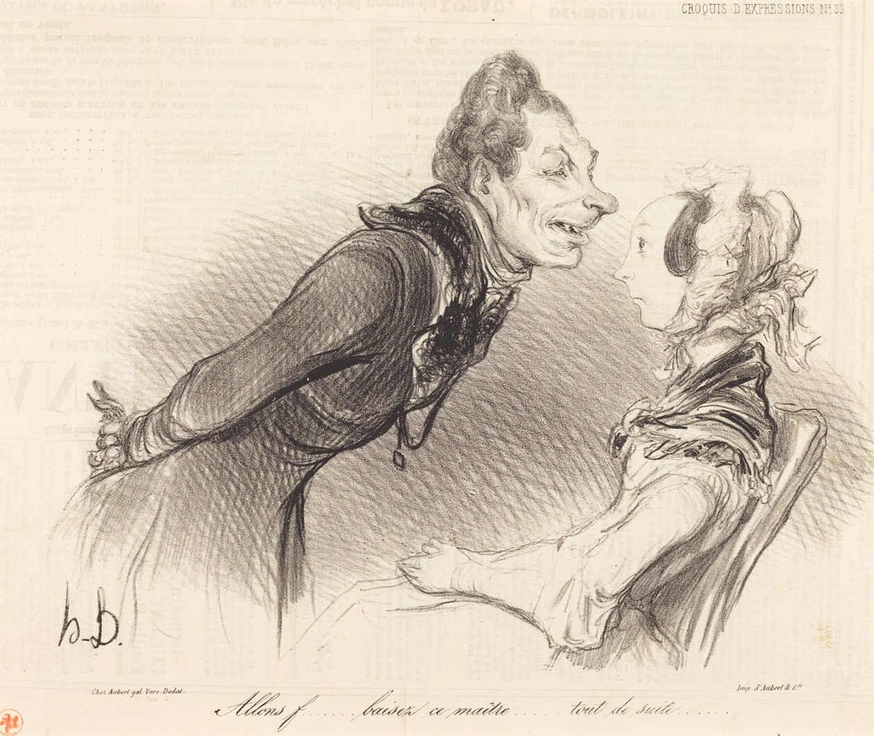 Come on... kiss this master... right away... by Honoré Daumier