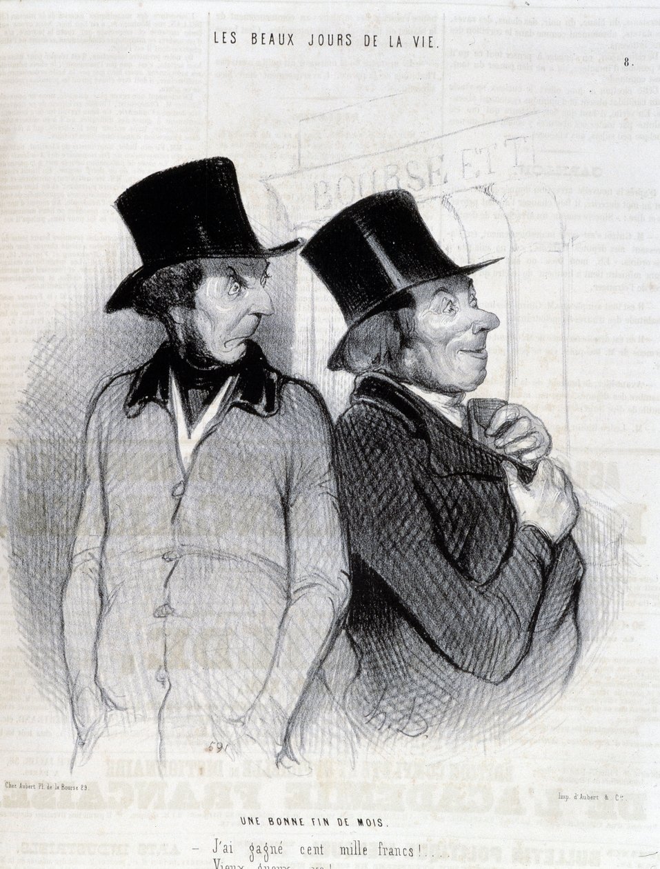 Cartoon on the scholarship holders - by Daumier, in "Charivari" from 16/04/1844 by Honoré Daumier