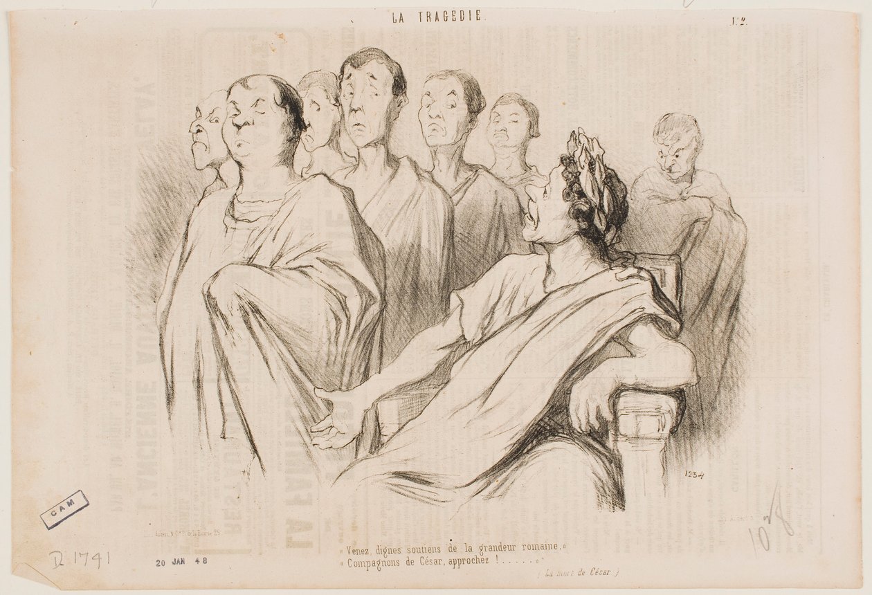 Come, dignified pillars of Roman grandeur… friends of Caesar, approach! by Honoré Daumier