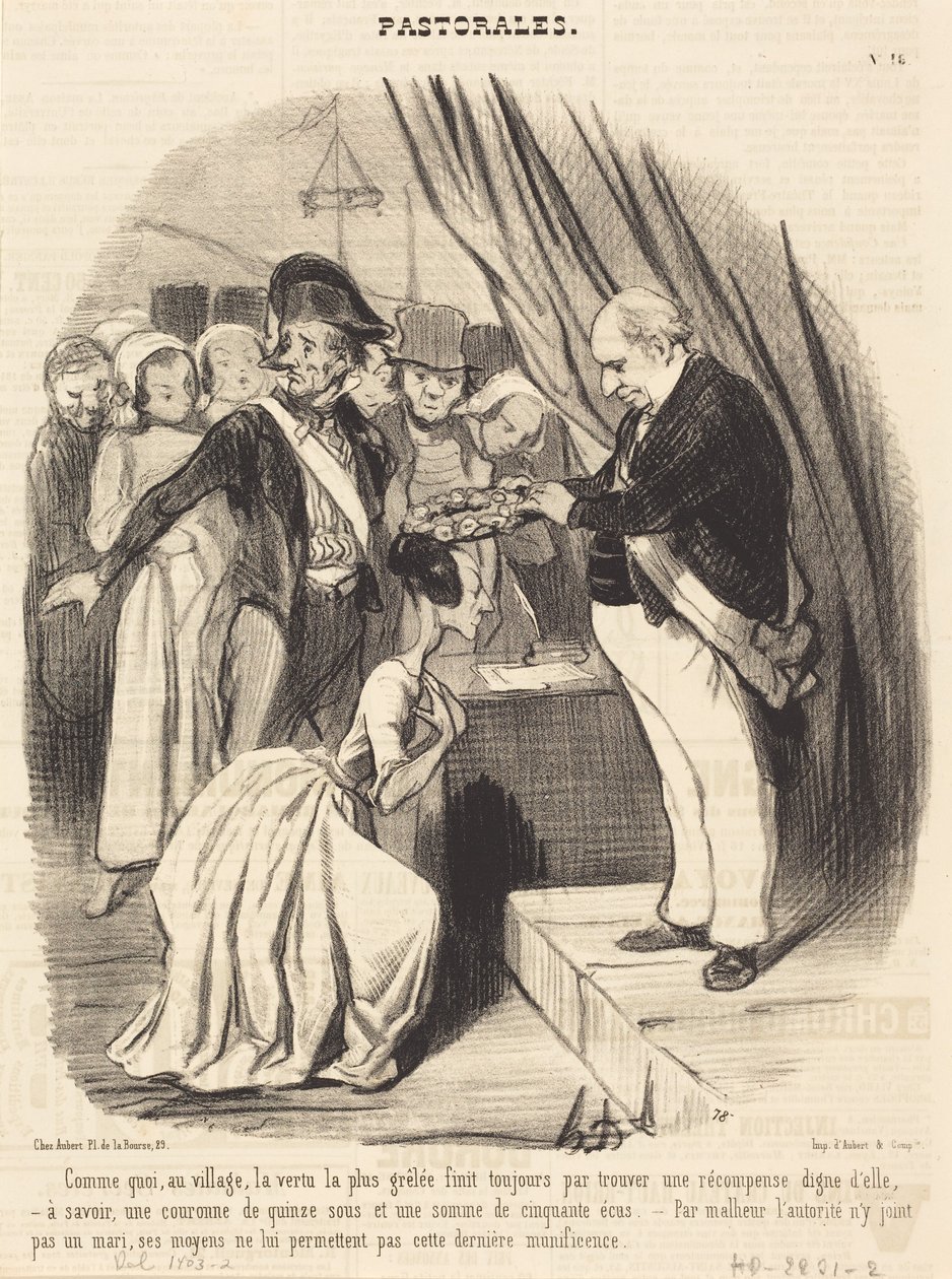 How, in the Village, the Most Pockmarked Virtue... by Honoré Daumier