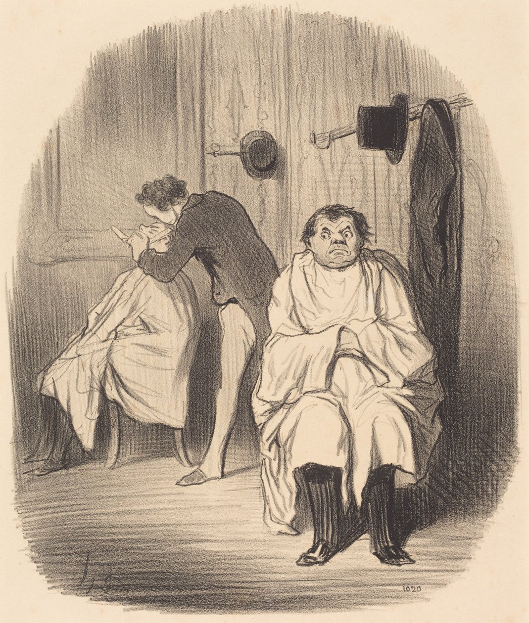 Devil!... it seems that the razor is hardly good... by Honoré Daumier