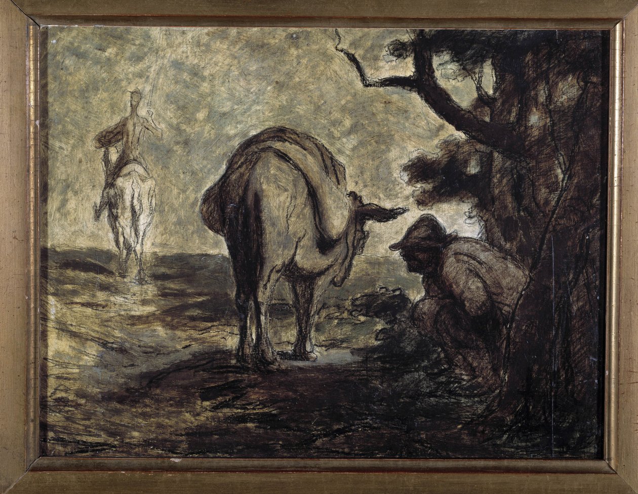 Don Quixote and Sancho Panza. Illustration from the novel by Miguel Cervantes Don Quixote de la Mancha. Painting by Honore Daumier by Honoré Daumier