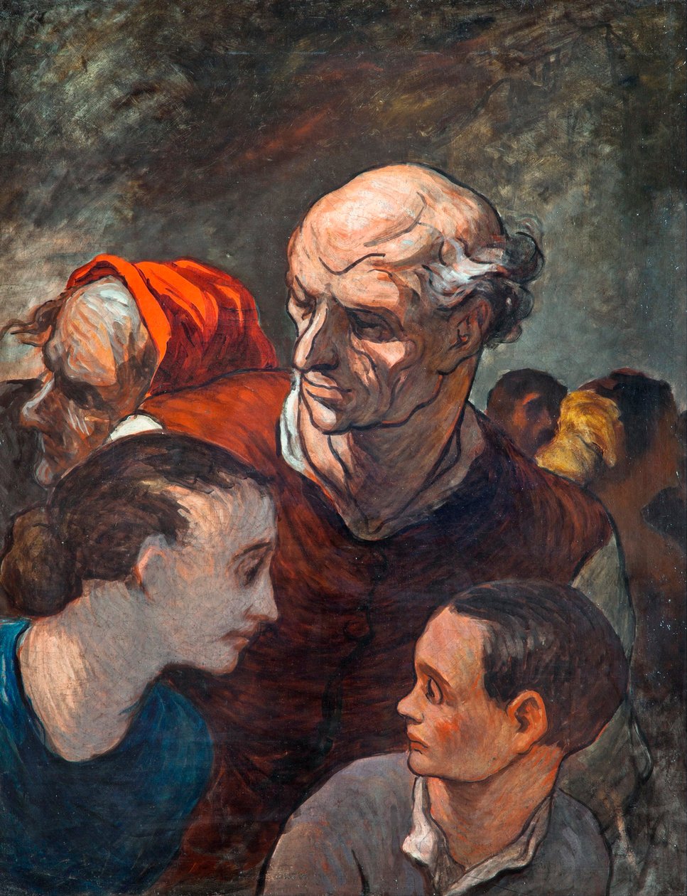 Family On The Barricades 1848 by Honoré Daumier