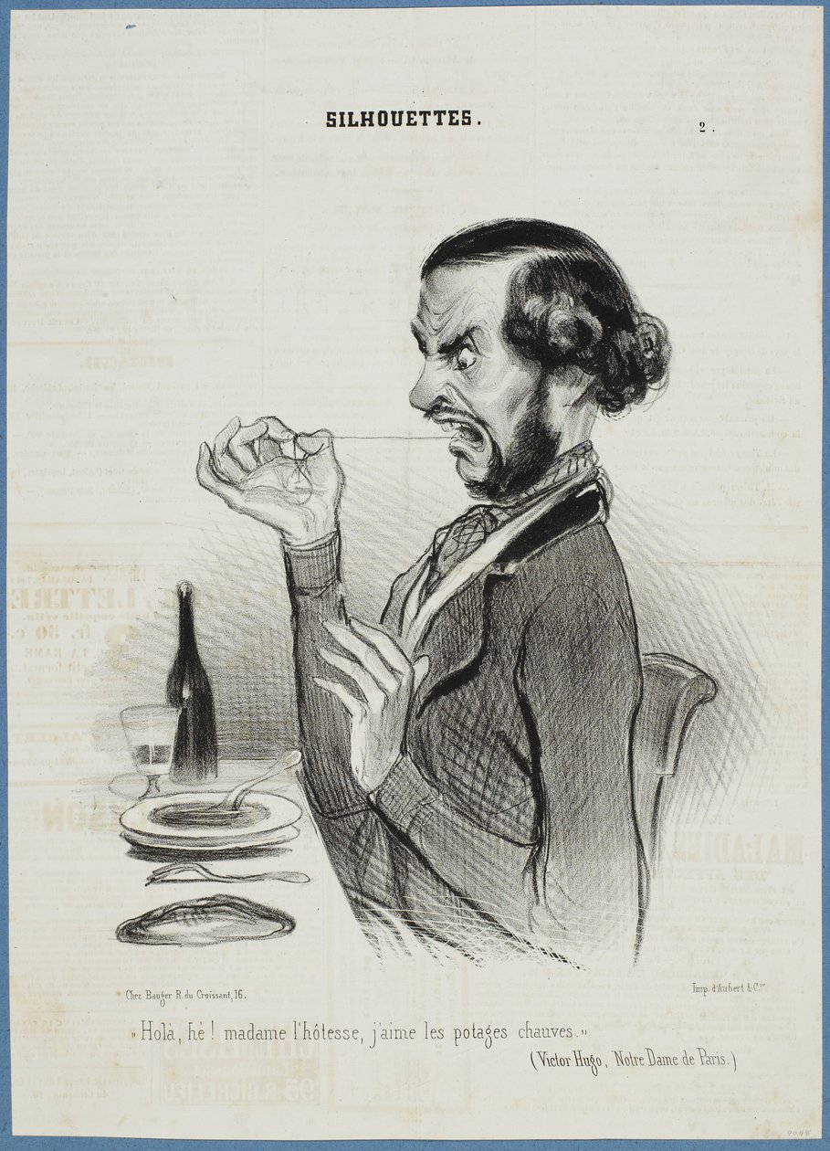 Hold on! Waitress, I prefer the vegetables clean-shaven. by Honoré Daumier