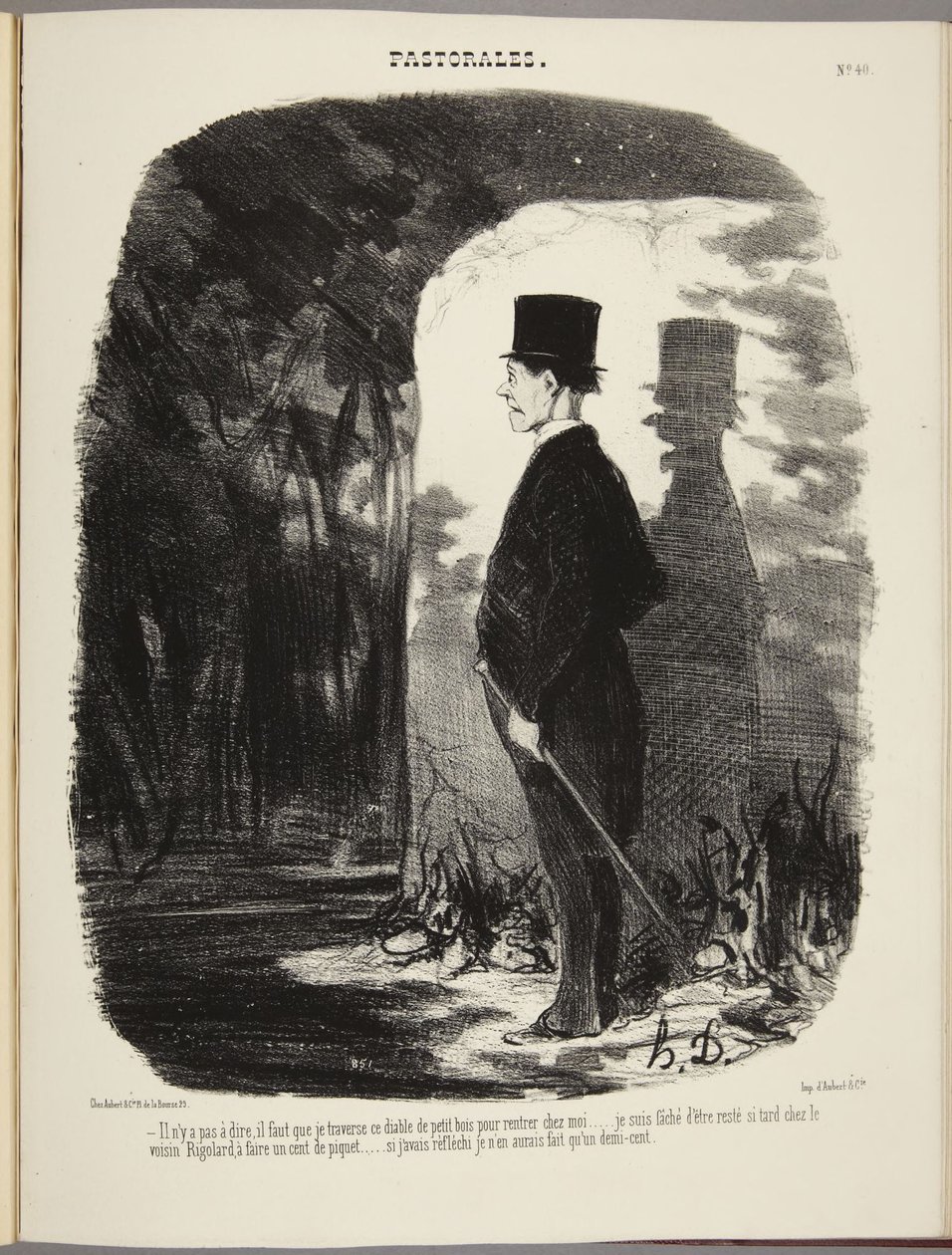 I must cross this devil of a little wood to get home... by Honoré Daumier