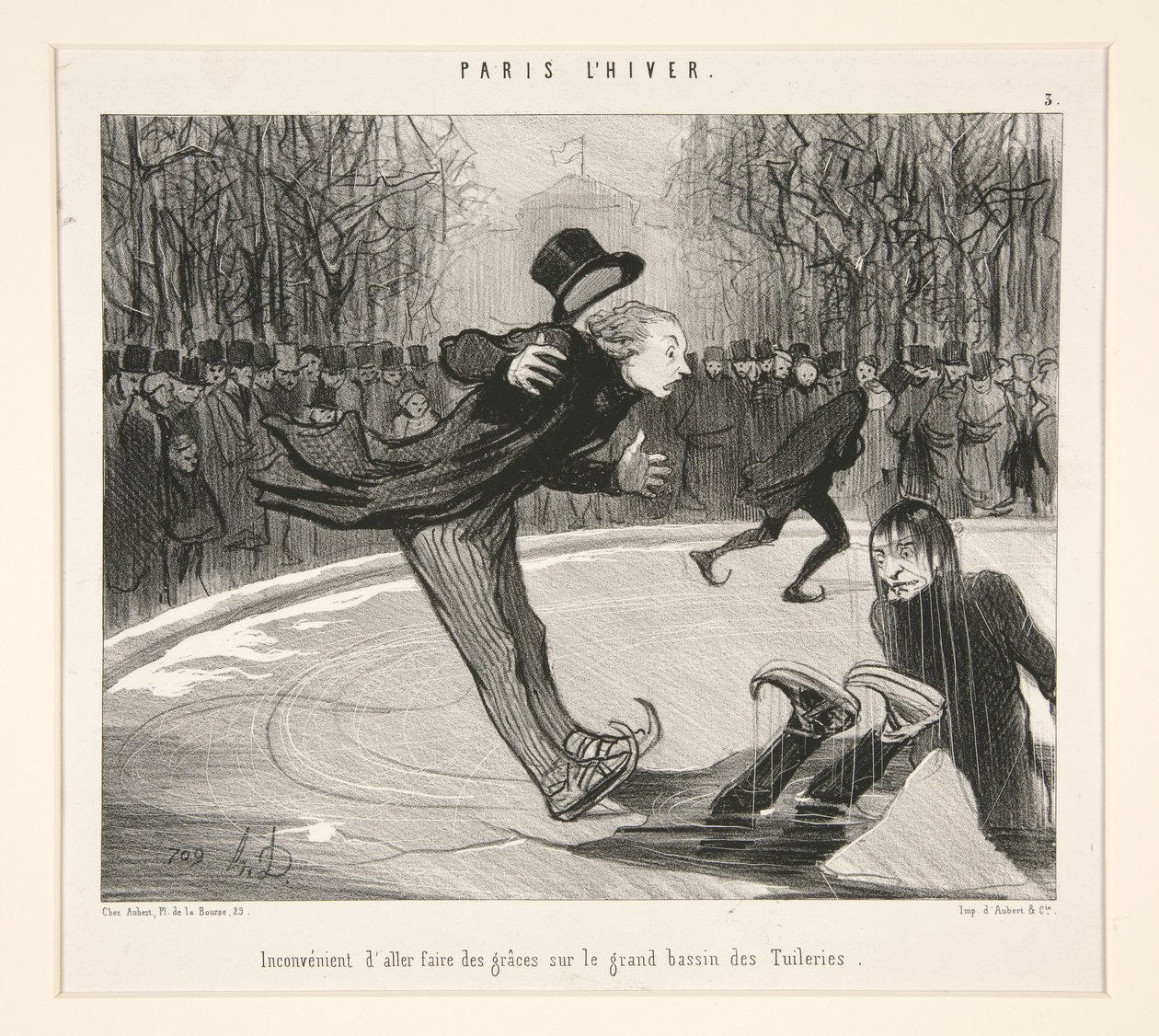 Inconvenient to Grace on the Grand Basin of the Tuileries, from Paris in Winter by Honoré Daumier