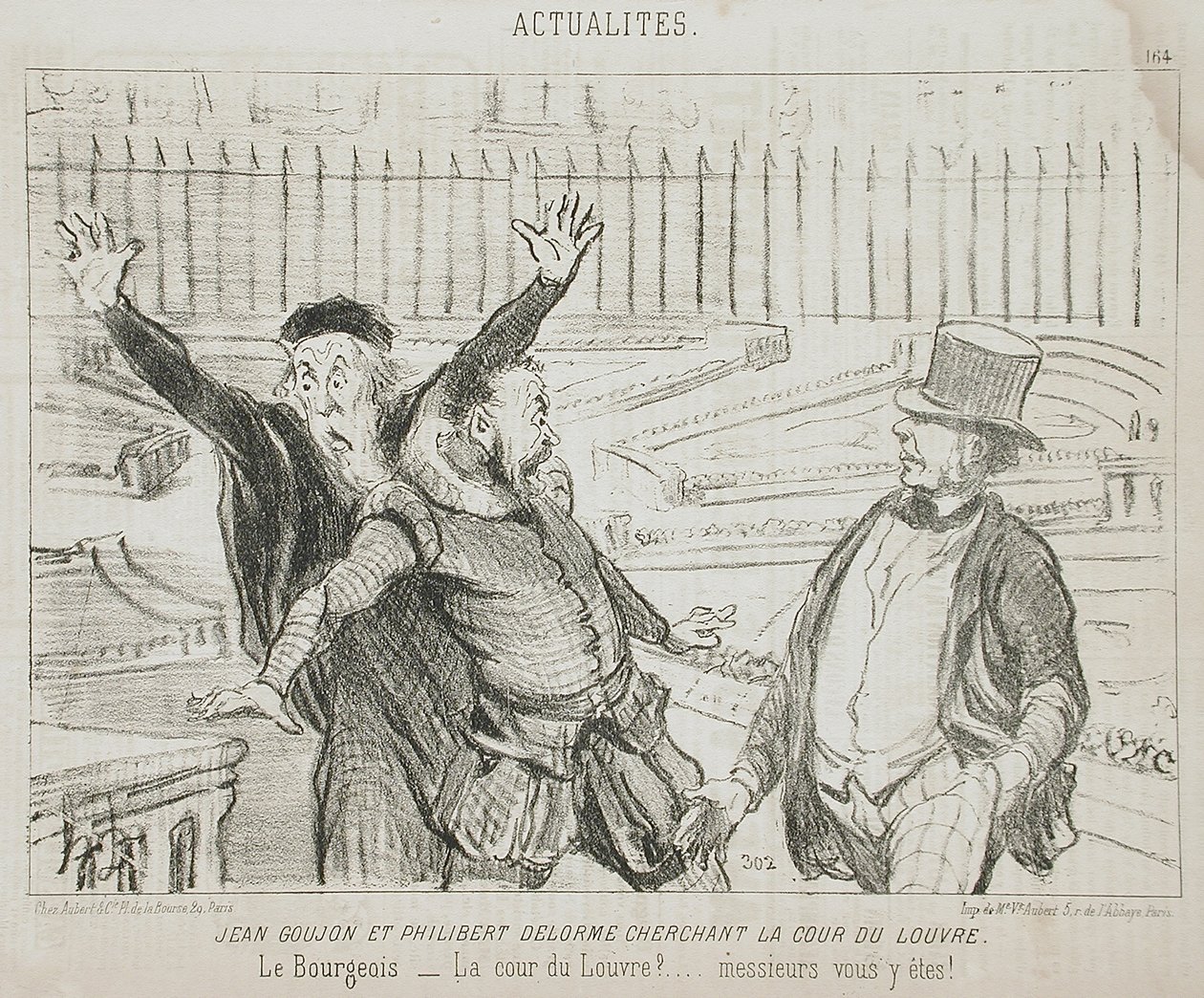Jean Goujon and Philibert Delorme Searching for the Courtyard of the Louvre by Honoré Daumier