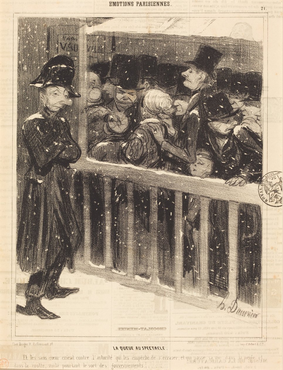 The Queue at the Show by Honoré Daumier