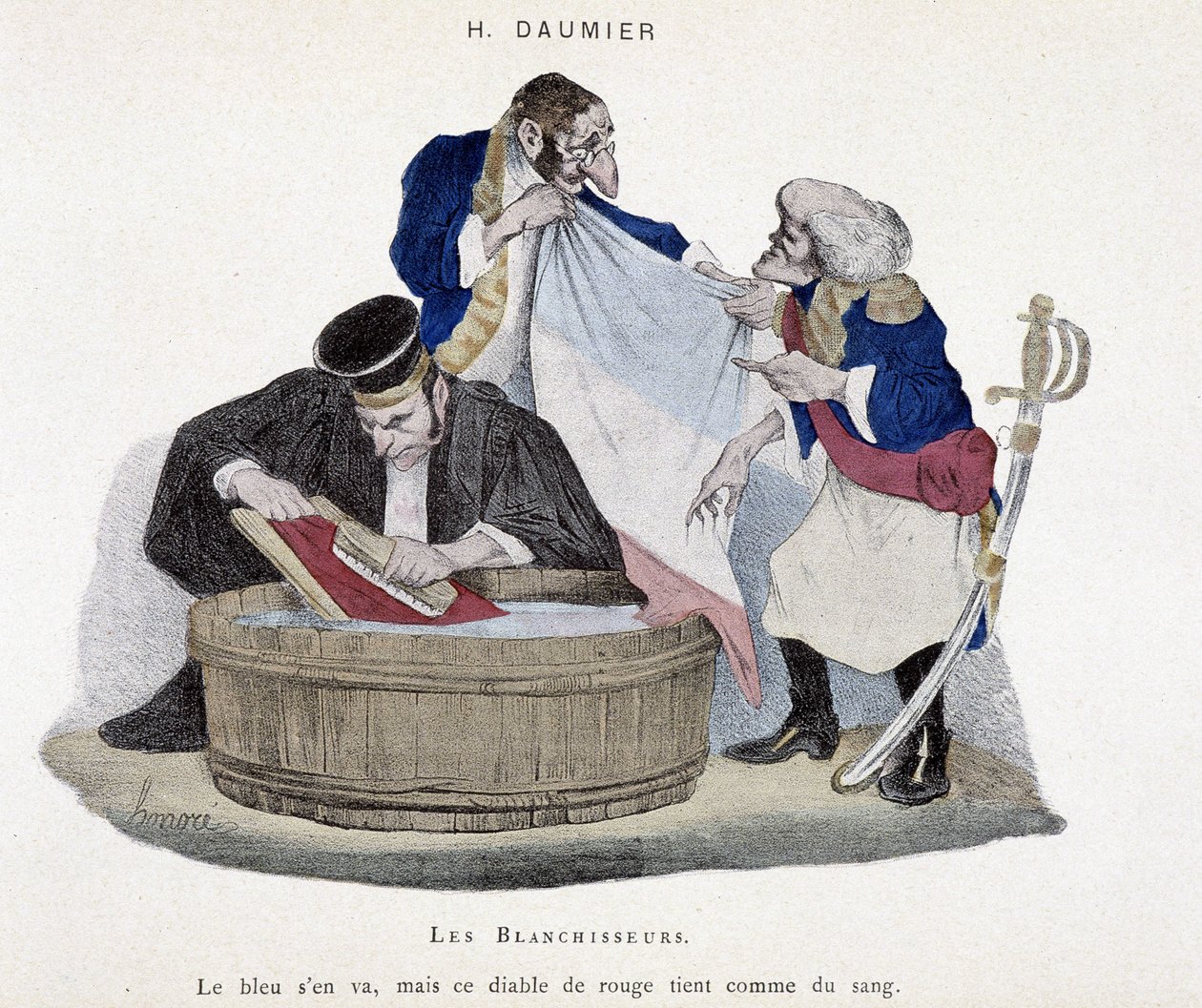 Laundriers: the French flag - Caricature by Honoré Daumier
