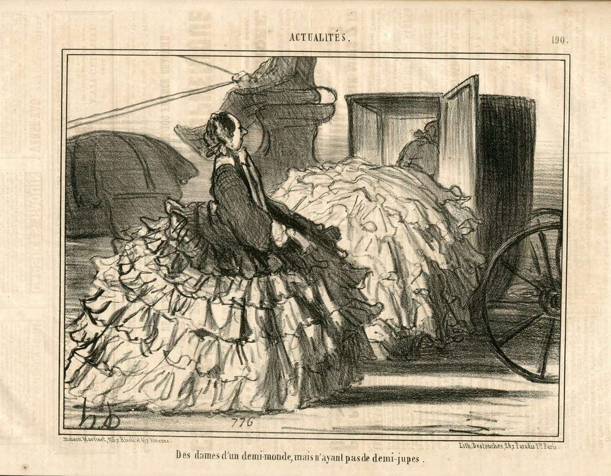 Le Charivari, Satirical in B & W, ca. 1855: News n* 190. Des Dames d