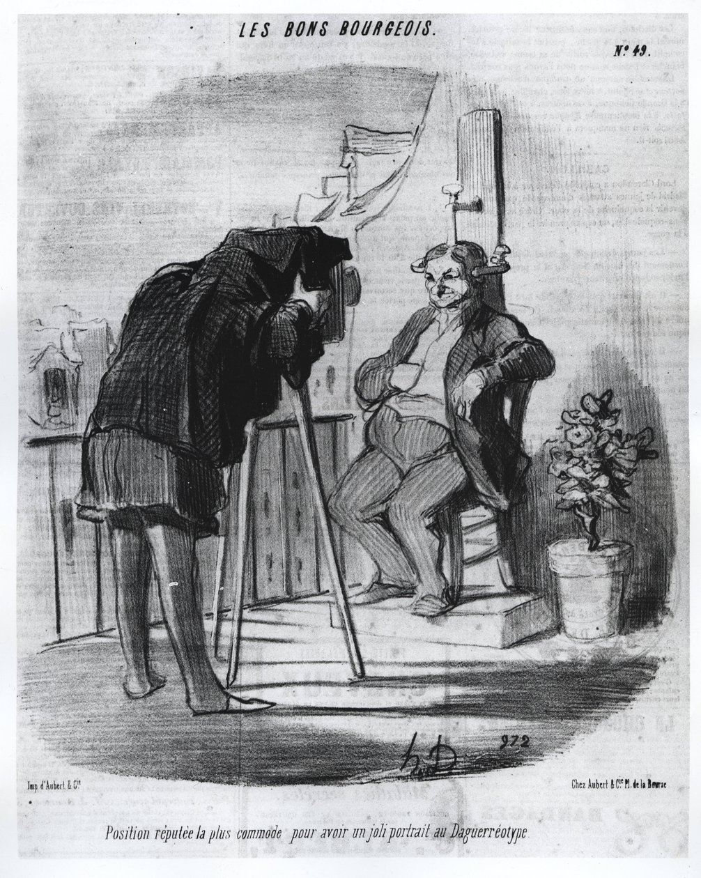 The Good Bourgeois - The Most Convenient Position to Have a Nice Portrait in the Daguerreotype, Caricature of Daumier - in 