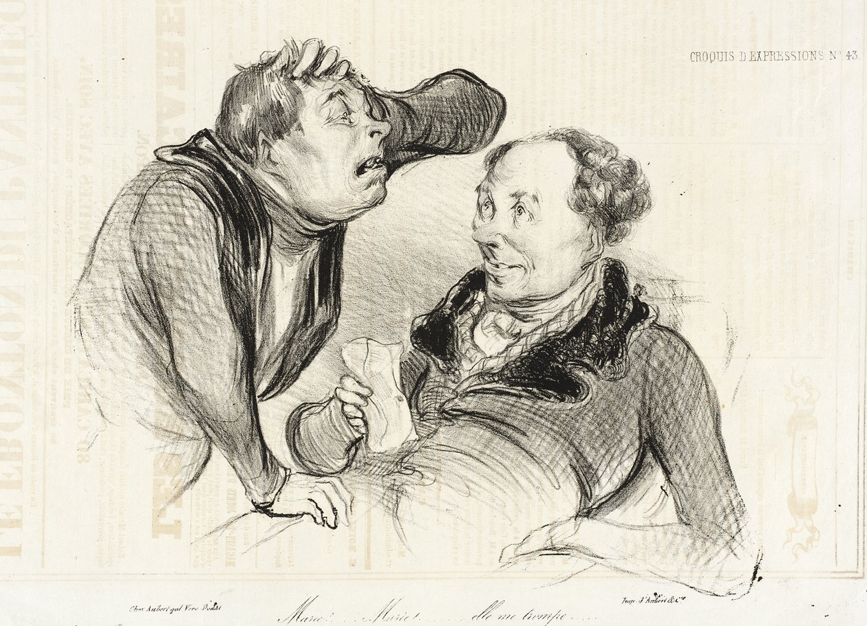 Marie!...Marie!...she deceives me by Honoré Daumier