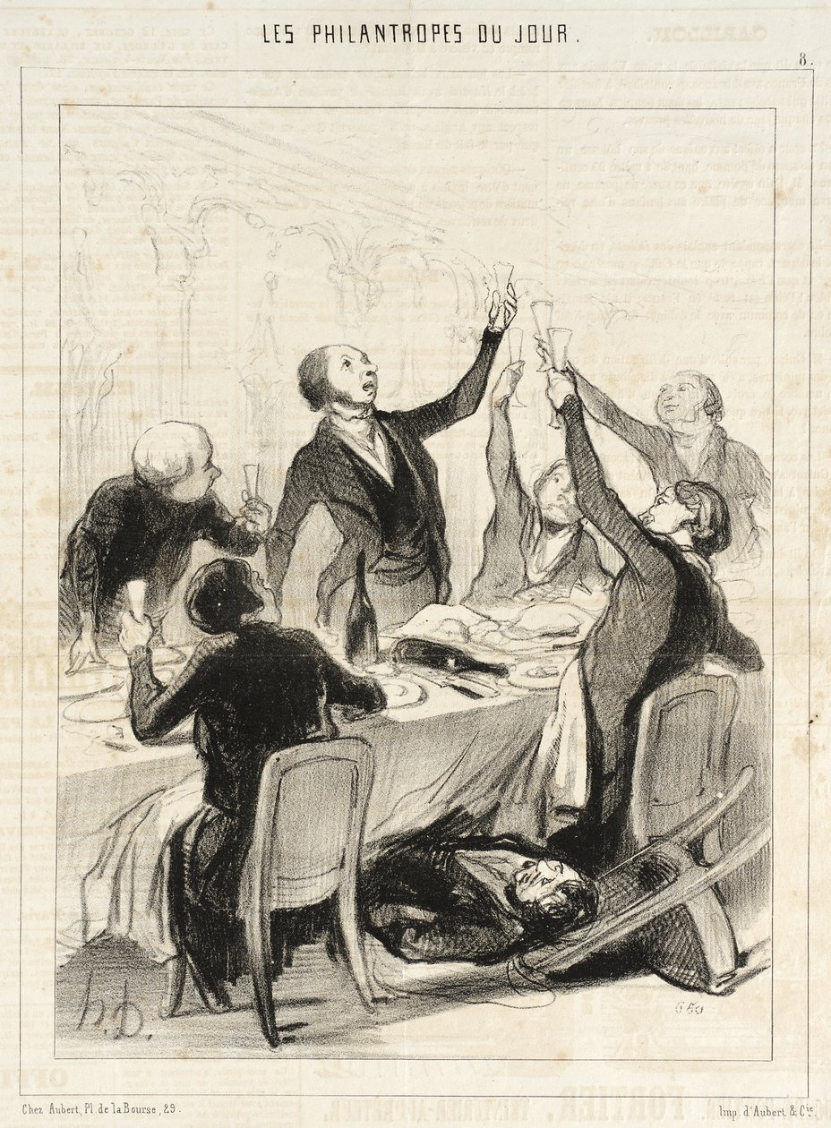 Gentlemen...we have a 43rd toast to make to the Temperance Society... by Honoré Daumier
