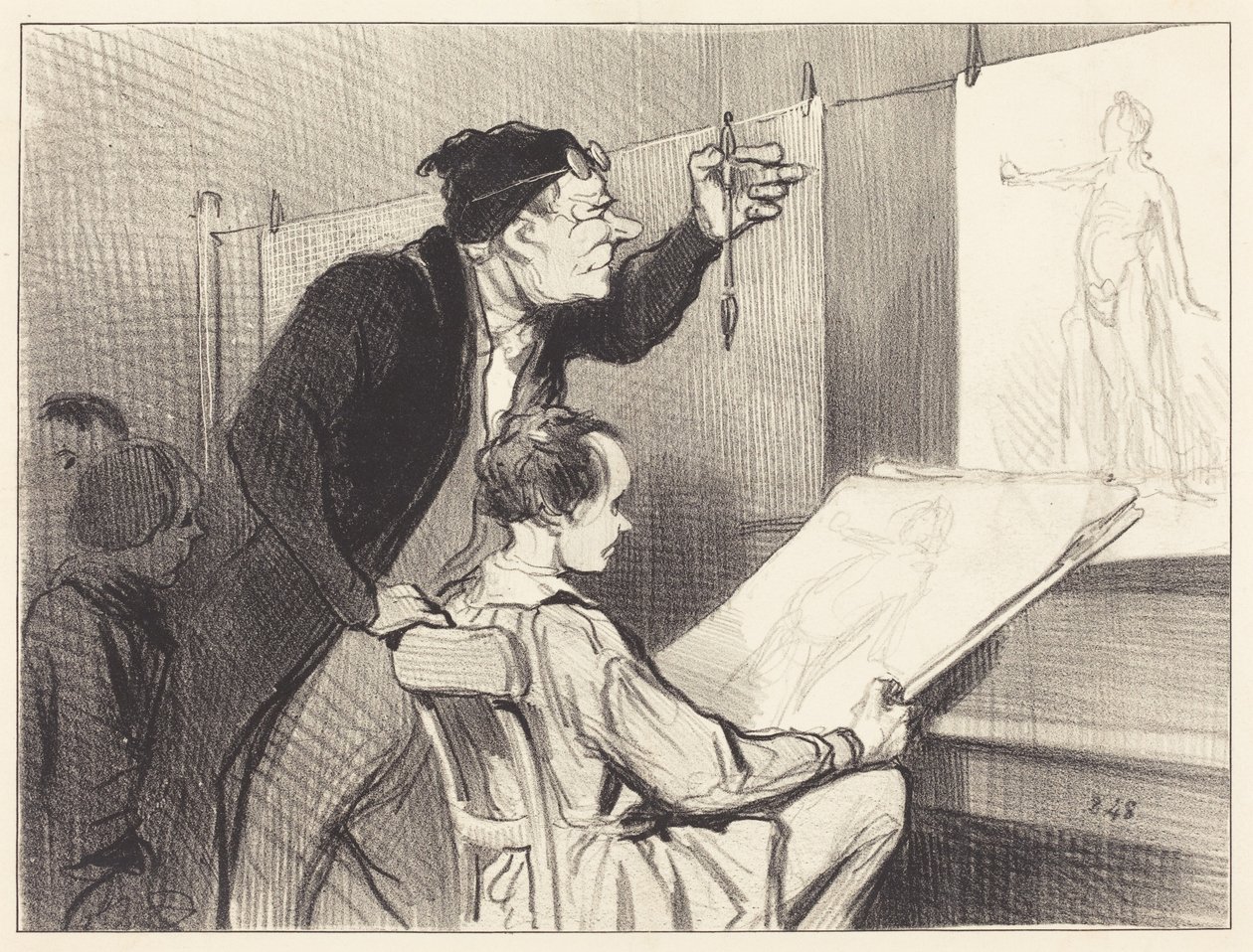 The Difficult and Delicate Mission of the Drawing Teacher... by Honoré Daumier