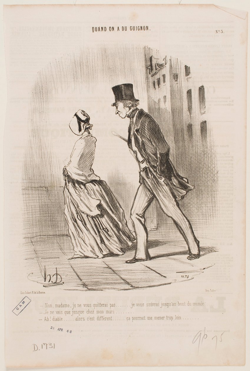 No, Madame, I will not give you up… I will follow you to the end of the world… by Honoré Daumier