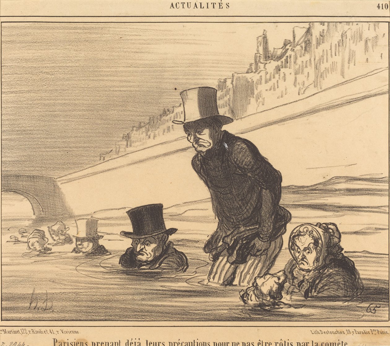 Parisians Taking... Their Precautions... by Honoré Daumier