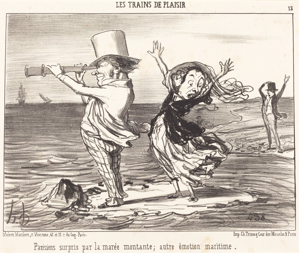 Parisians Surprised by the Tide... by Honoré Daumier