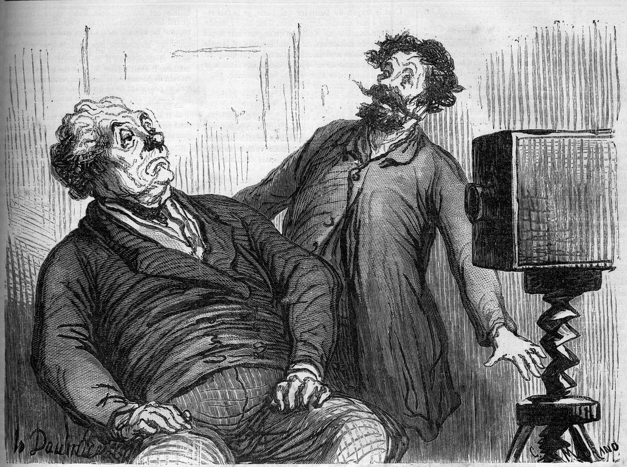 Photographers and photographs. Cartoon by Honore Daumier. Engraving in Le Monde Illustré n°259 of 29 March 1862 by Honoré Daumier