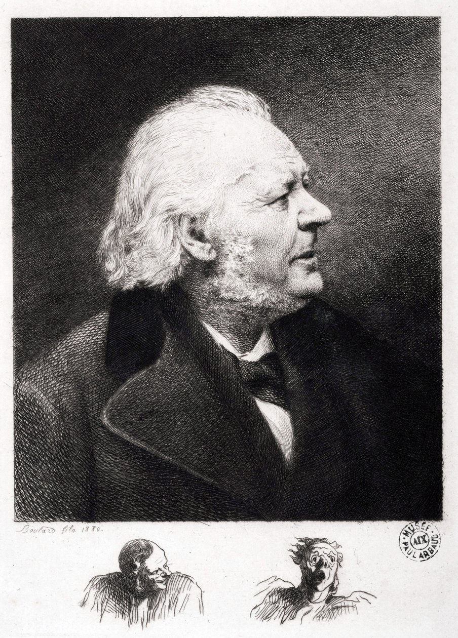 Portrait of Honore Daumier (1808-1879), French engraver, painter and sculptor. Engraving of son Boulard by Honoré Daumier