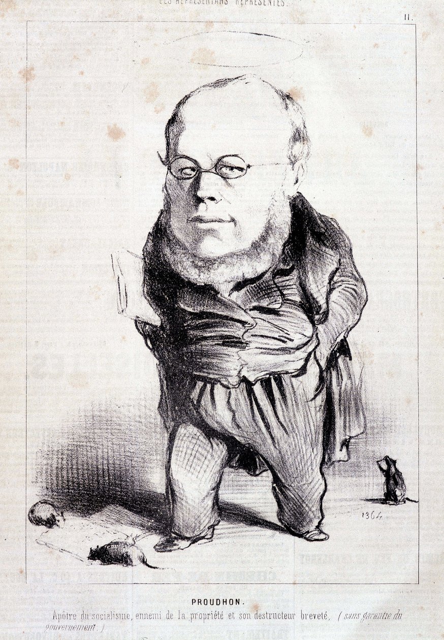 Proudhon, "apostle of socialism, enemy of property and its patented destructor" - by Daumier, in "Charivari" of 06/01/1849 by Honoré Daumier