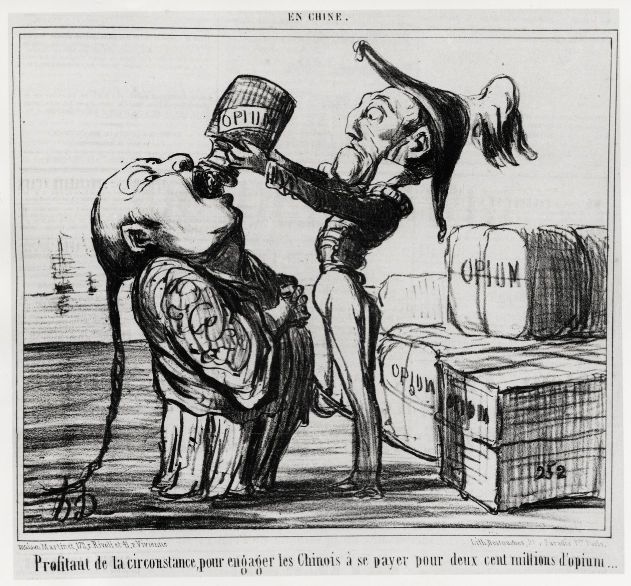 Second Opium War (1856-1860): In 1858, the Chinese Government Agreed to Legalize the Trade in Opium. Taking Advantage of the Circumstance to Engage the Chinese to Pay for Two Hundred Million Opium, in Series En Chine, Illustration by Honore Daumier by Honoré Daumier