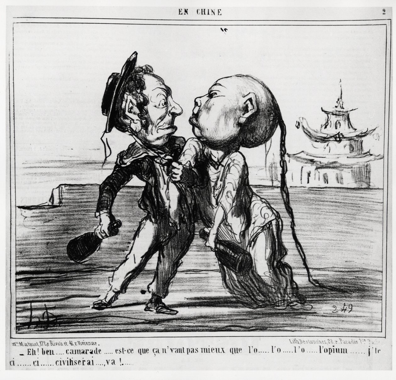 Second Opium War (1856-1860), in 1858, the Chinese Government Agreed to Legalize the Trade in Opium, Under Franco-British Pressure: Eh! Well, Comrade... Is It Not Better Than the Opium... Civilize... by Honoré Daumier