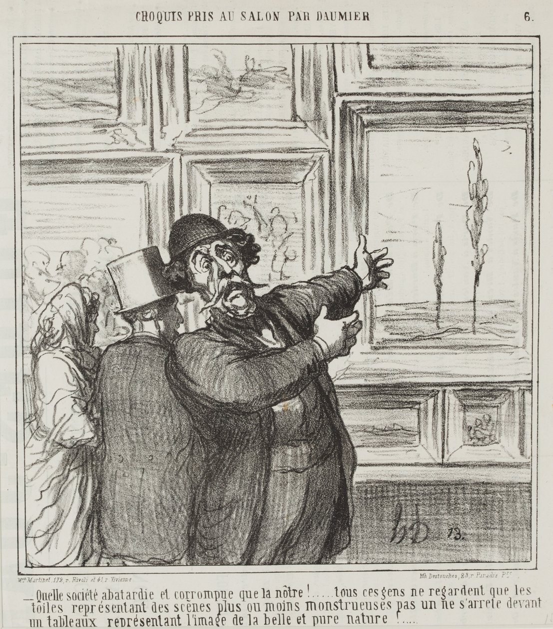 Sketch made at the Salon by Daumier, no. 6: Just look at what a degenerate and corrupt world we are living in... by Honoré Daumier