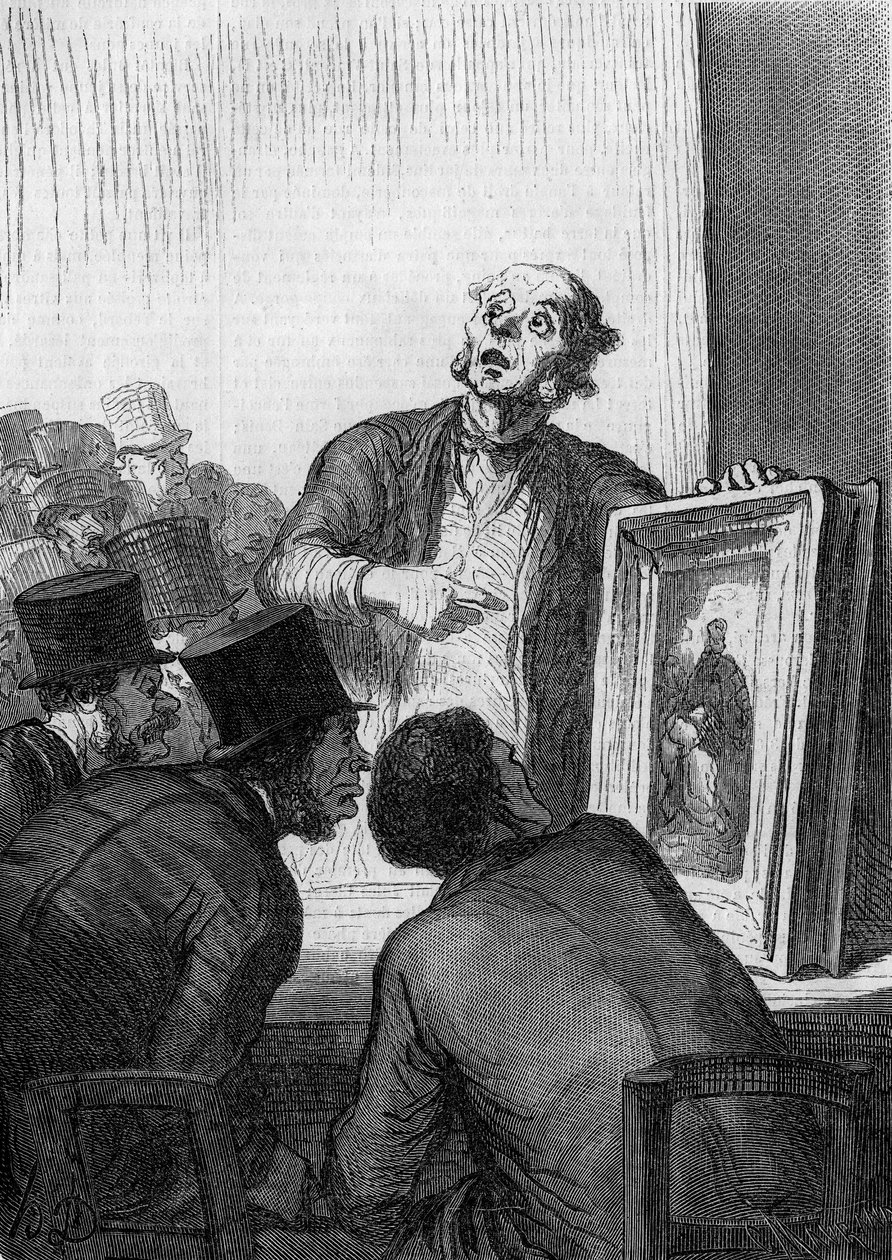 The auction house: the art expert. Caricature by Honore Daumier (1808-1879). Engraving in 
