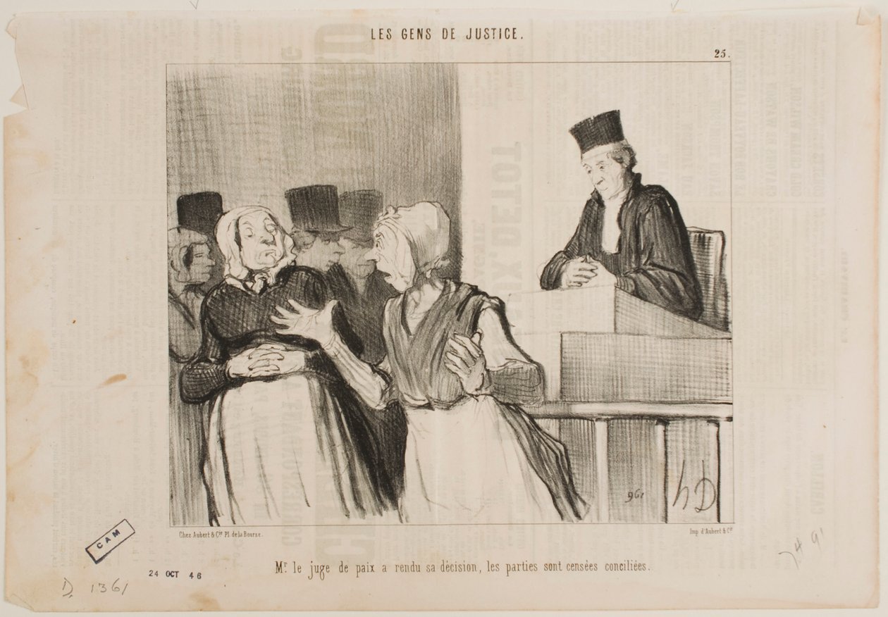 The judge of the court of reconciliation has given his verdict… all parties are to be reconciled. by Honoré Daumier