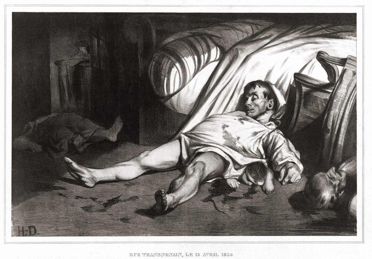 The Massacre of the Rue Transnonain on 14/04/1834 (lithography) 1837 by Honoré Daumier